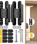 Bisagras ocultas para puertas secretas, Inch 6,35 Inch 2,54 Inch , ajustables en tres direcciones, con montaje oculto invisible, color negro, paquete de 2 unidades, de Eegoowa
