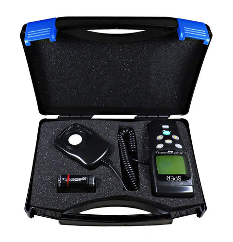 LED Light Meter With Color Temperature Compensation For Accurate Lux And Foot Candle Readings, case with sensor and battery