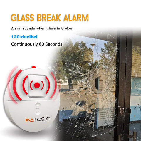 Ultra Thin Window Alarm Pack Of 4 With 120dB Siren And Vibration Sensor, easy adhesive mount next to broken glass window
