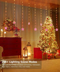 Star Curtain Lights 10ft By 3.3ft RGB LED Color Changing String Fairy Lights With 130 LEDs And 10 Stars for Christmas decor