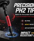 Real Deal 88 Piece Impact Driver And Magnetic Screwdriver Bit Set Tough Build S2 Steel PH2 tip shown for accurate driving.