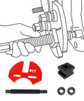 Wheel Hub Removal Tool Set For Cars And Trucks Compatible With 5, 6, And 8 Lug Hubs, showing removal plate and fastening screws.