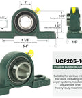 2 Pack UCP205 16 Mounted Pillow Block Ball Bearings With 1 Inch Bore And Solid Cast Iron Base Self Aligning For Reduced Wear