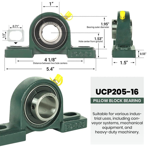 2 Pack UCP205 16 Mounted Pillow Block Ball Bearings With 1 Inch Bore And Solid Cast Iron Base Self Aligning For Reduced Wear
