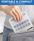 Person placing All In One Magnetic Eyeglasses Repair Kit With Precision Screwdrivers, Tweezers And 580 Pieces in a bag