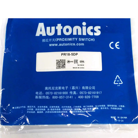 Autonics PR18-5DP Inductive Proximity Sensor M18 5mm Sensing Distance 12-24V DC 3-Wire PNP Output For Industrial Automation Rugged Heavy-Duty Build New 1 Piece package
