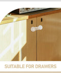Kid Proof Cabinet And Fridge Safety Locks Set 10 Pieces In Transparent ABS Material installed on a wooden cabinet door.