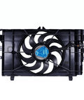 Knockout Direct Swap Tesla Model 3 Radiator Cooling Fan Assembly With Brushless Motor Fits 2017 Through 2021, top view showing black fan blades.