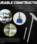 Two Pack Universal RV Waste Valve Replacement Kit With Camper Dump Valve Handle And Tube Extensions For Easy Install displayed.