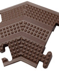 Brown Rubber Floor Cord Cover With Slick 45 Degree Right Turn And Easy Snap T Connectors For Low Profile Wire Routing showing top view.