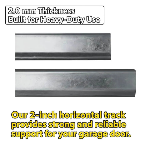 Heavy Duty 2mm Steel Garage Door Track Rails With R12 Radius Curved Design, Horizontal Tracks For 7 Foot High Doors, 2 Inch RolleSystem Compatible, 8.5 Feet Total Length, Residential And Commercial Replacement For Smooth, Reliable Operation