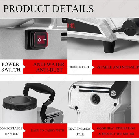 Heavy Duty 1600W Airless Paint Sprayer With Two Liter Tank And Five Meter Hose Three Adjustable Speeds High Pressure Electric Spray Gun features showing power switch, comfortable handle, and rubber feet.