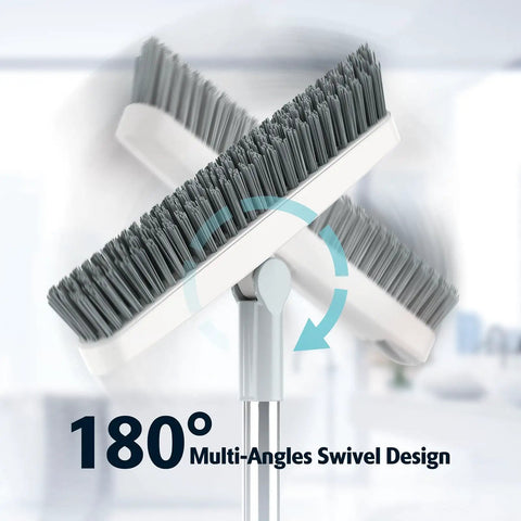 Pro Grade Grout Brush With Long Handle, 180 Degree Swivel Scrub, V-Shape Grout Line Scrubber With Stiff Bristles