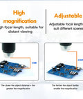 Digital Microscope With 10.1 Inch IPS Screen 2000X Magnification 12MP HD Camera 32GB Storage Ideal For Students And Lab Work PCB Repair focus adjustment illustration