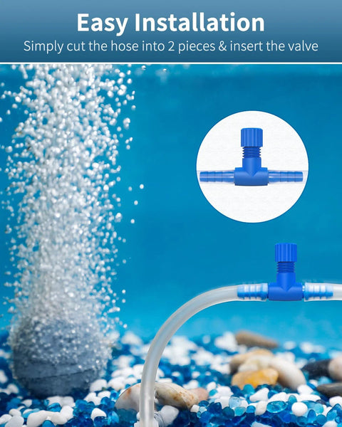 Pawfly aquarium air control valve, blue plastic regulator for 3/16 in tubing, 10-pack