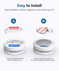 9V Battery Powered Photoelectric Smoke Alarm With Low Battery Alert No Fuss Install UL217 10th Edition Listed GS509A White Smoke Detector For Home Safety And Early Smoldering Fire Detection, screw and magnetic mount