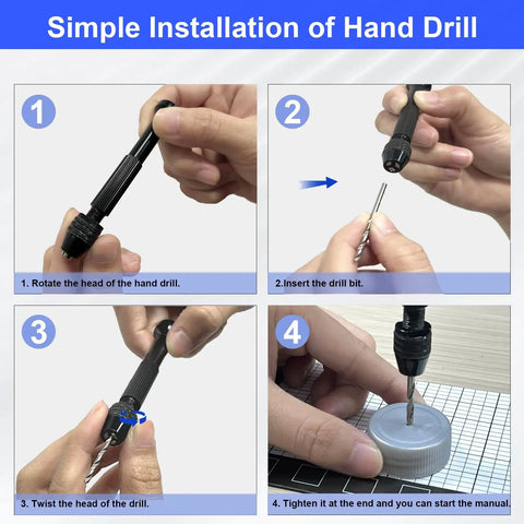 Steps to assemble Pin Vise Hand Drill from Pro Grade Gunpla Scribing Tool Kit With 7 Blade Model Scriber Chisel Set 0.1 To 2.0mm.