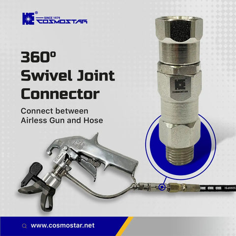 360 Degree Swivel Joint For 1 Quarter Inch Airless Spray Guns Hose Connector, nickel-plated connector on airless gun hose