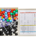 Chemistry Molecular Model Kit With 444 Pieces, including colorful atoms, bonds, and parts for 3D science learning.