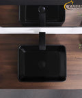 Top view of Matte Black Rectangle Vessel Sink 19 By 15 Inch Above Counter Bathroom Sink Porcelain Ceramic Small Bowl