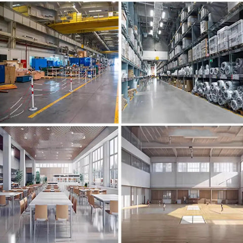 Rugged Heavy Duty Metal Floor Fan Blasting High Velocity Air And Smooth 360 Adjustable Tilt in spacious commercial interior.