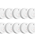 Foolproof Smoke Detector Featuring Ten Year Long Life Sealed Lithium Battery UL 217 Certified Rock Solid Home Fire Safety Alarm Zero Hassle Maintenance 10 Pack Wall Mounted, front view.