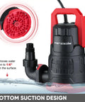 Heavy Duty 1HP Submersible Sump Pump Handles 3960 GPH Grind Inside A Tough Thermoplastic Shell for water removal down to 1/6".
