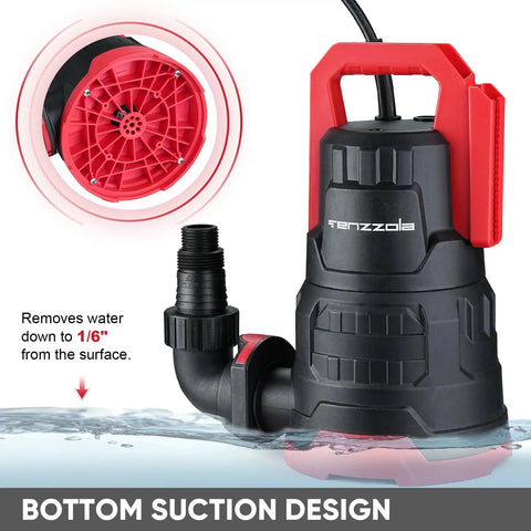 Heavy Duty 1HP Submersible Sump Pump Handles 3960 GPH Grind Inside A Tough Thermoplastic Shell for water removal down to 1/6".