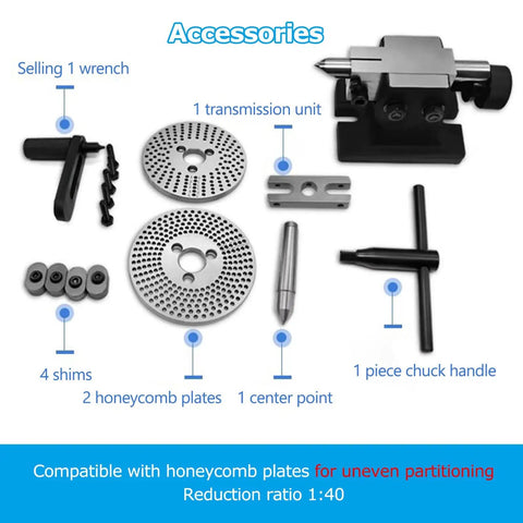 Accessories for 4/5/6/8 Inch Indexing Head With Tailstock And 3 Universal Jaws For CNC Milling Machines, Indexing Plate Head