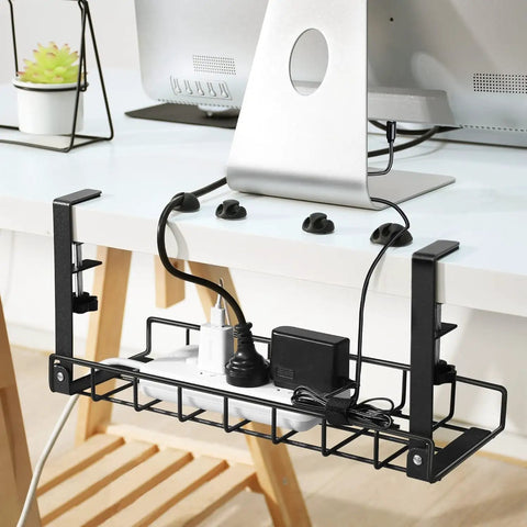Under Desk Cable Management Tray With Clamp No Drill No Screws No Tools Needed No Damage To Desk Easy Install Wire Organizer