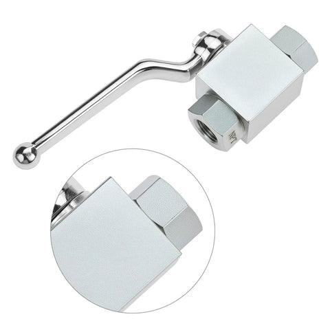 QWORK hydraulic ball valve, 3/8'' NPT, chrome-plated metal, 2-way lever, angled front view