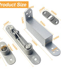 Hidden Self Closing Pivot Door Hinges With 360 Degree Swing Stainless Steel Concealed Door Hardware for wood doors, detailed dimensions.