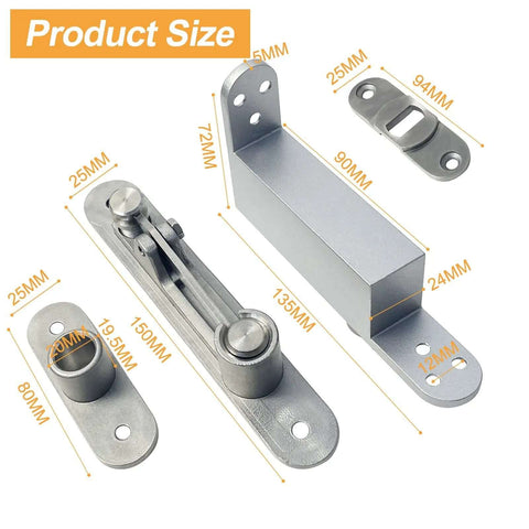 Hidden Door Hinges 360 Degree Pivot System Concealed Stainless Steel Hardware Dimensions