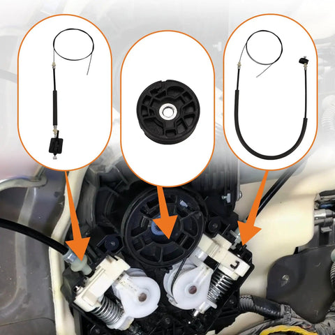 Slick Power Sliding Door Cable And Pulley Wheel Kit Straight Bolt On Replacement For 2011 Thru 2017 Honda Odyssey Ex Lx Exl Touring Left Right Side components installed on vehicle