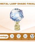Blue Glass Ball Lamp Finial Cap For Lampshade Harp Top With Quarter Inch By Twenty Seven Thread, easy install.