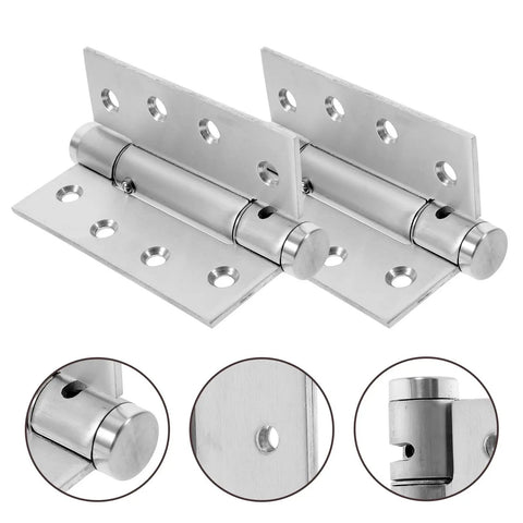 Self Closing Door Hinges 4 Inch Aluminum Alloy Spring Loaded Door Hardware Set For Home Use Two Pack with close-up details
