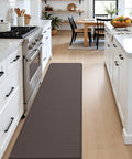 Extra Long Anti Fatigue Kitchen Mat Cushioned Memory Foam Runner Rug 70 By 20 Inches Waterproof Non Slip Backing For Standing All Day At Desk Sink And Laundry In Brown placed in kitchen aisle