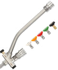Foam Cannon Dual Connector Attachment For Pressure Washers With Five Sprayer Nozzles And Quarter Inch Quick Connect Double Ended Soap