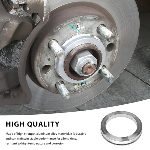 4 Piece Hub Centric Rings 56 Mm To 73 Mm Wheel Center Bore Spacers durable aluminum alloy hub adapter installed on vehicle wheel.