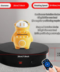 Remote Controlled Motorized Turntable For Photography And Display 360 Degree Spinning Platform Electric Rotating Lazy Susan For Product Pics Exhibitions 3D Scans And Demos Supports 40 To 100 Lbs with toy figurine and remote control