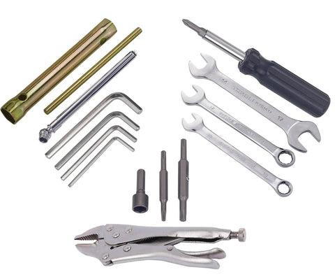 Compact Motorcycle Tool Kit For Roadside Service And ATV UTV Repairs With Wrenches Spark Plug Wrench Hex Keys Tire Gauge Pliers