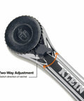 Close-up of Slim Magnetic Mini Ratchet Set With 90-Tooth Gear For Tight Spaces, showing two-way adjustment switch by Klein Tools.