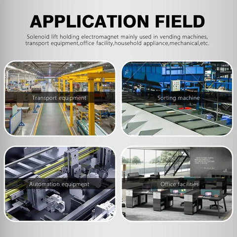TOMSHIELE 200N round 12V electric magnet (80x10mm) for lifting, shown in industrial application scenes.