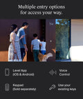 Turn Your Deadbolt Into A Smart Lock Without Replacing Keys Or Hardware With Matter Over Thread And Apple Home Key For No Key Hassle Keyless Entry And Remote Access Through Apple Alexa Google Home And SmartThings shown with family using door.