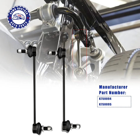 Hawk Brother sway bar end link kit, black steel links with bushings, front-left and front-right pair