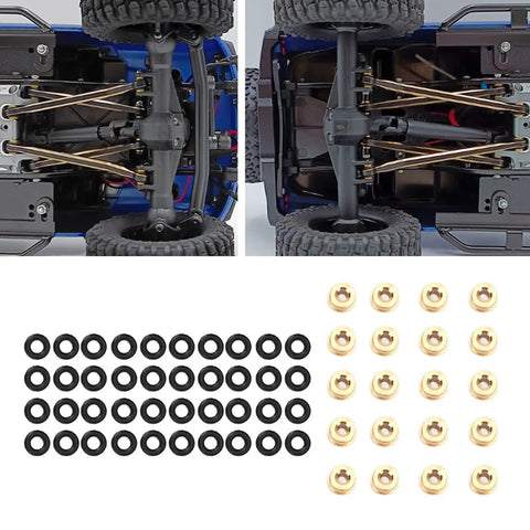 Shock Absorber Ball Heads For Crawler Cars, Brass Pivot Balls With O Rings, 20 Pack With 40 Rubber Seals For SCX24 And Similar Rigs, Built Tough Brass Construction, Easy Install, High Performance Upgrade on RC crawler suspension parts