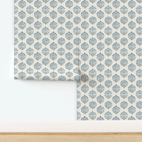 Sick Periwinkle Matte Wallpaper With Subtle Linen Texture displayed on wall, showcasing intricate pattern and texture detail.