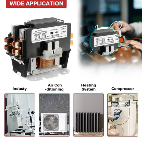 One Pole 24VAC Coil Contactor for Air Conditioner Condenser and HVAC Compressor applications