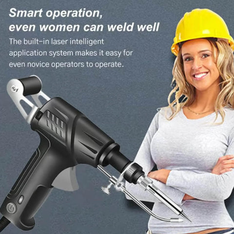 Internally Heated 8 Piece Welding Tool Set With 60W Soldering Iron And Soldering Gun Ceramic Heating showcased with female welder