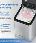No Sweat Nugget Ice Maker Countertop, 55 Pounds Per Day Heavy Duty Pebble Machine With Stainless Shell showing ice making features.